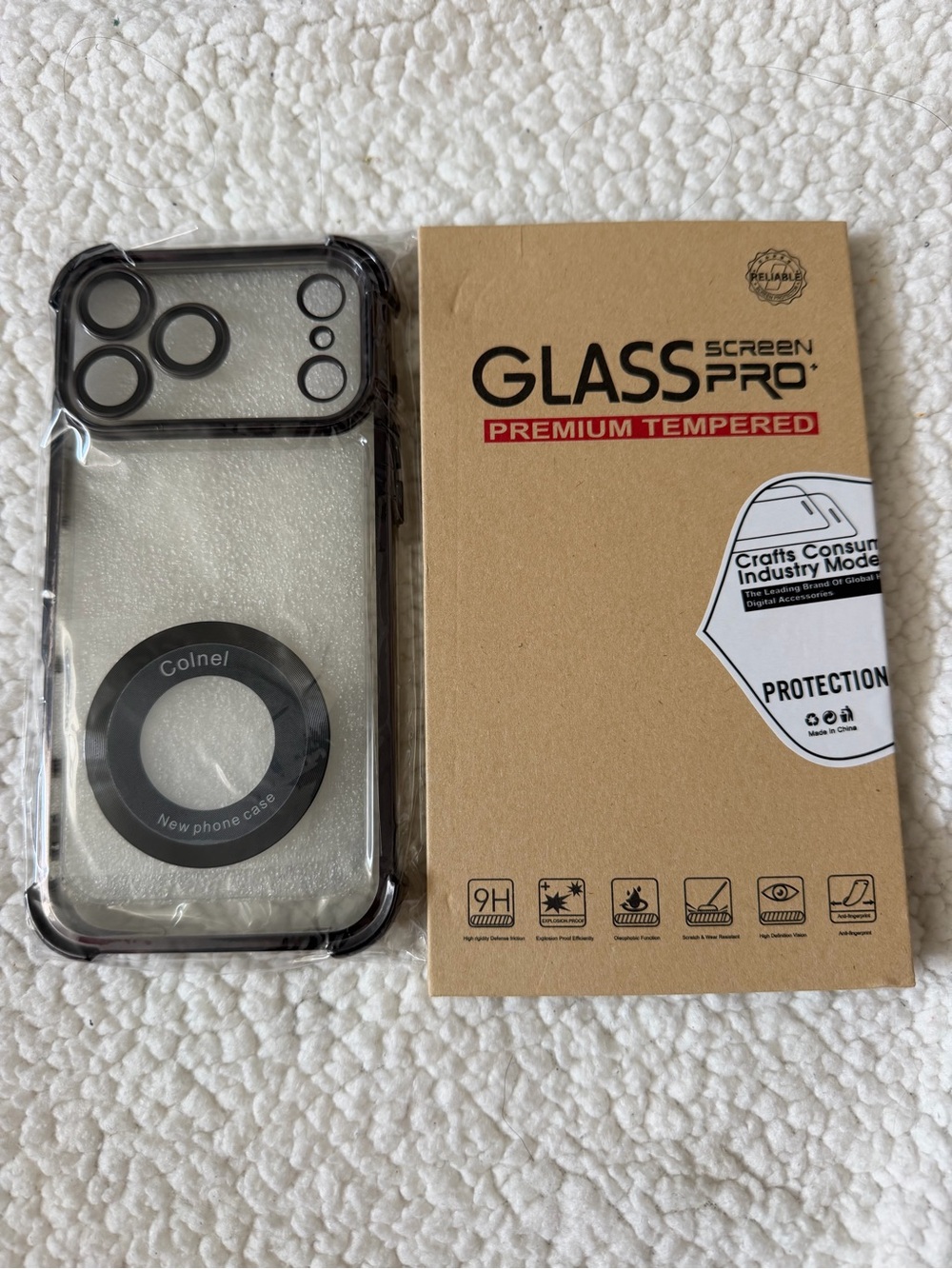 Apple Clear Case with Black Trim and Tempered Glass Screen Protector